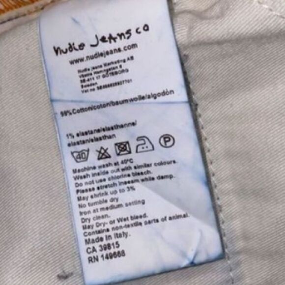 Nudie Jeans Co Men’s Size 30x34 Thin Finn Jeans Dark Wash Indigo Slim Fit Denim - Picture 10 of 12